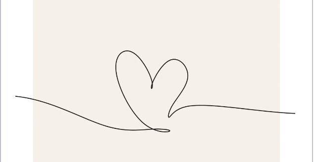 Black outline of a heart on a beige background